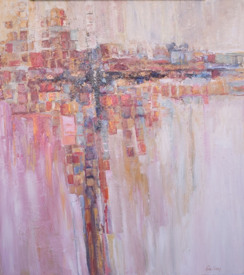Road to Dharamsala by Louise Guidry | Acrylic paint and collage on canvas Road to Dharamsala